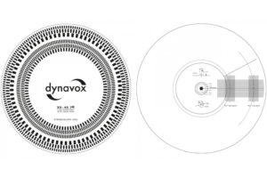 Dynavox-Strobo - obojstranná šablóna pre nastavenie prenosky a otáčok taniera