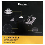 pro-ject-upgrade-set-advanced - pokročilá sada príslušenstva pre gramofón pozostávajúca z prítlačnej svorky Clamp It, koženého slipmatu Leather It a 4ks antivibračných podložiek Damp It