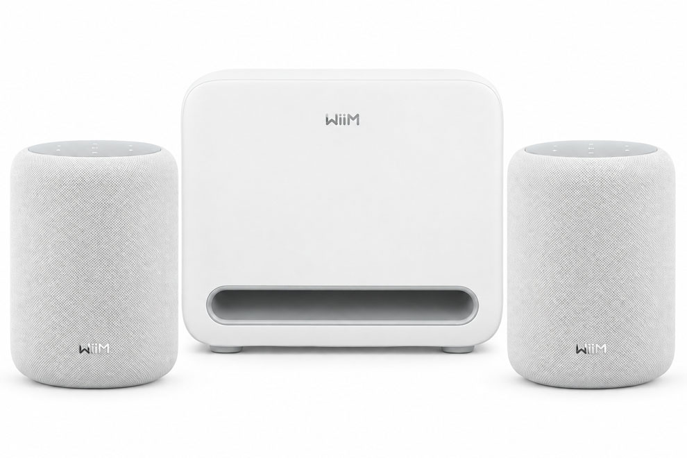 wiim-sound-lite-stereo-set-sub-white wiim-sound-lite-stereo-set-sub - set 2ks kompaktných HiRes smart reproduktorov a aktívneho bezdrôtového subwoofra